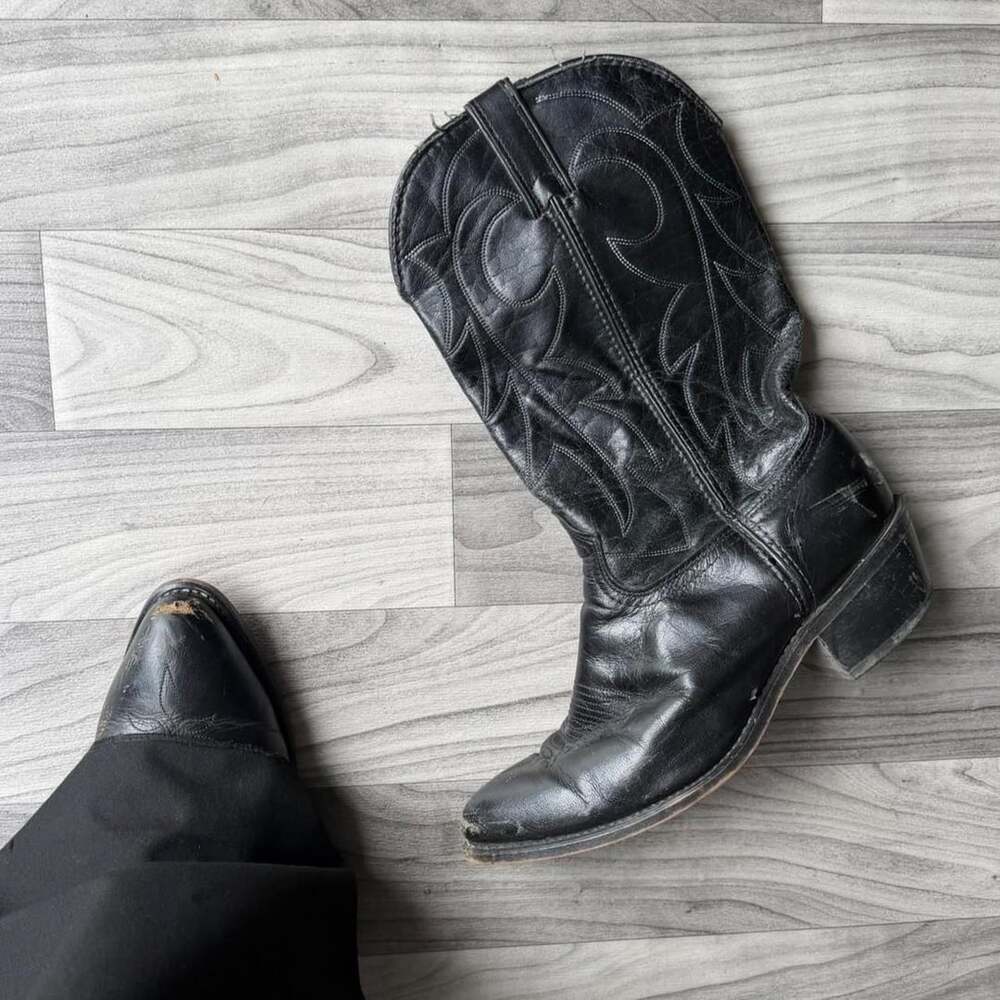 Durango Western Cowboy Boots Black Leather Size 10